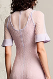 Robe Midi Rose Trapèze Avec Col