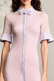 Robe Midi Rose Trapèze Avec Col