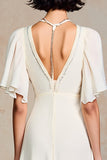 Robe Midi Ivoire Tulle Trapèze Col Bijou