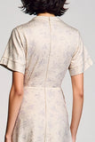 Robe Midi Abricot Trapèze Satin Revers Cranté