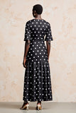 Robe Longue Noir À Pois Trapèze Satin