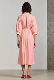 Robe Midi Trapèze Rose Avec Col