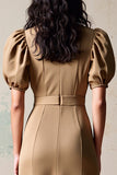 Robe Longue Olive Satin Fourreau