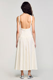 Robe Longue Abricot Trapèze Bretelles Spaghetti