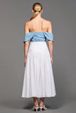 Robe Longue Blanc Trapèze Épaule Dénudée