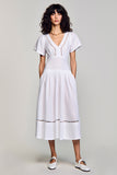 Robe Midi Blanc Trapèze Col V