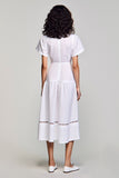 Robe Midi Blanc Trapèze Col V