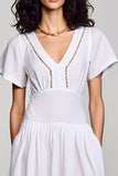 Robe Midi Blanc Trapèze Col V
