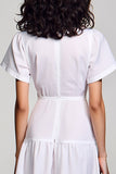 Robe Midi Blanc Trapèze Col V