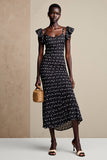 Robe Midi Noir Tulle Fourreau À Pois