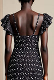 Robe Midi Noir Tulle Fourreau À Pois