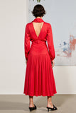 Robe Midi Rouge Trapèze Col V
