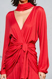 Robe Midi Rouge Trapèze Col V