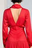 Robe Midi Rouge Trapèze Col V