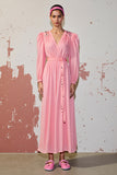 Robe Longue Rose Trapèze Col V