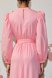 Robe Longue Rose Trapèze Col V