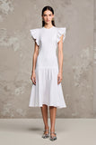 Robe Midi Blanc Tulle Trapèze Col Bijou