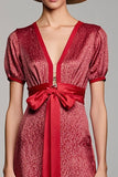 Robe Longue Rouge Trapèze Col V