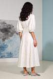 Robe Midi Ivoire Trapèze Satin Col V