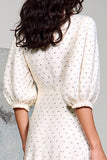 Robe Midi Ivoire Trapèze Satin Col V