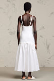 Robe Longue Blanc Satin Trapèze Bretelles Spaghetti