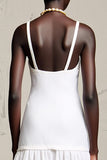 Robe Longue Blanc Satin Trapèze Bretelles Spaghetti