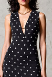 Robe Midi Noir Satin Trapèze Col V