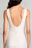 Robe Longue Ivoire Satin Trapèze Encolure Dégagée