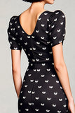 Robe Midi Satin Noir Trapèze Col V