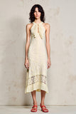 Robe Midi Abricot Dentelle Trapèze Licou