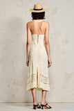 Robe Midi Abricot Dentelle Trapèze Licou