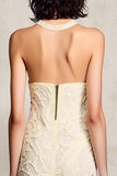 Robe Midi Abricot Dentelle Trapèze Licou