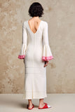 Robe Longue Blanc Satin Fourreau Col V
