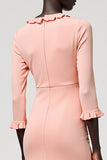 Robe Midi Rose Tulle Fourreau Ras De Cou