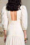 Robe Longue Ivoire Tulle Trapèze Col V