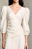 Robe Longue Ivoire Tulle Trapèze Col V