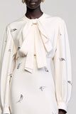 Robe Midi Ivoire Satin Trapèze Ras De Cou