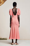 Robe Longue Rose Trapèze Col V