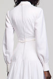 Robe Midi Blanc Trapèze Satin Avec Col