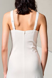 Robe Midi Blanc Tulle Trapèze Col V