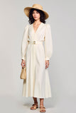 Robe Longue Ivoire Satin Trapèze Col V