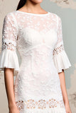 Robe Longue Ivoire Dentelle Trapèze Ras De Cou