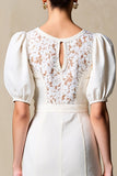 Robe Midi Ivoire Trapèze Satin Col V