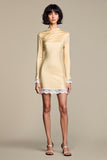Robe Mini Champagne Imprimer Fourreau Col Bijou