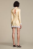 Robe Mini Champagne Imprimer Fourreau Col Bijou