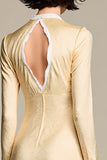 Robe Mini Champagne Imprimer Fourreau Col Bijou