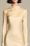 Robe Mini Champagne Imprimer Fourreau Col Bijou