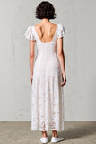 Robe Longue Blanc Imprimer Trapèze Col V