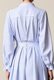 Robe Bleu Midi Trapèze Avec Col