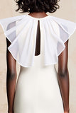 Robe Longue Tulle Blanc Trapèze Col Bijou